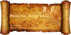 Menkina Jolánta névjegykártya